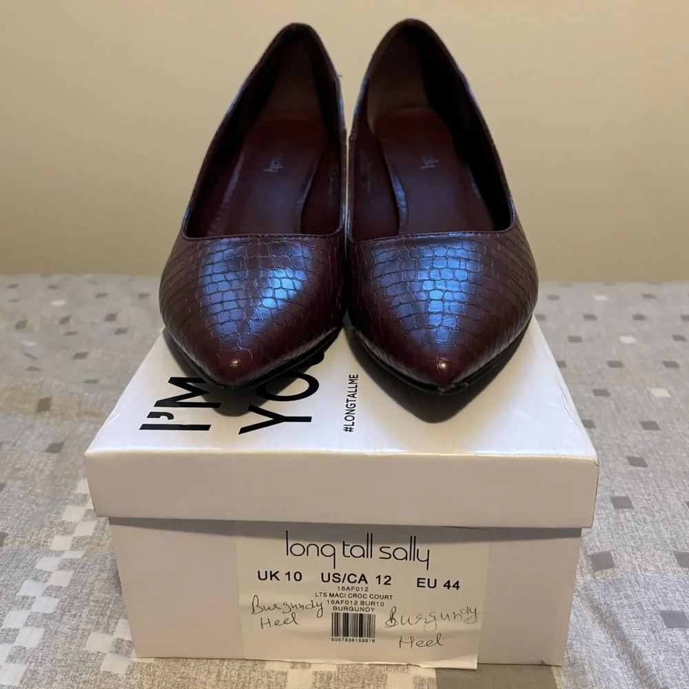 Long Tall Sally Burgundy Maci Croc Court Heel - Picture 3 of 4